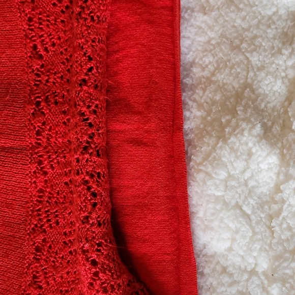 Cat and Jack Red Crochet Knit Sweater Dress with Scalloped Hem - Picture 6 of 6